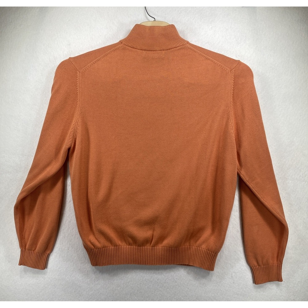 Brooks Brothers 346 Orange Merino Wool Knit 1/4 Zip Mock Neck Sweater L  C81 - Picture 5 of 5